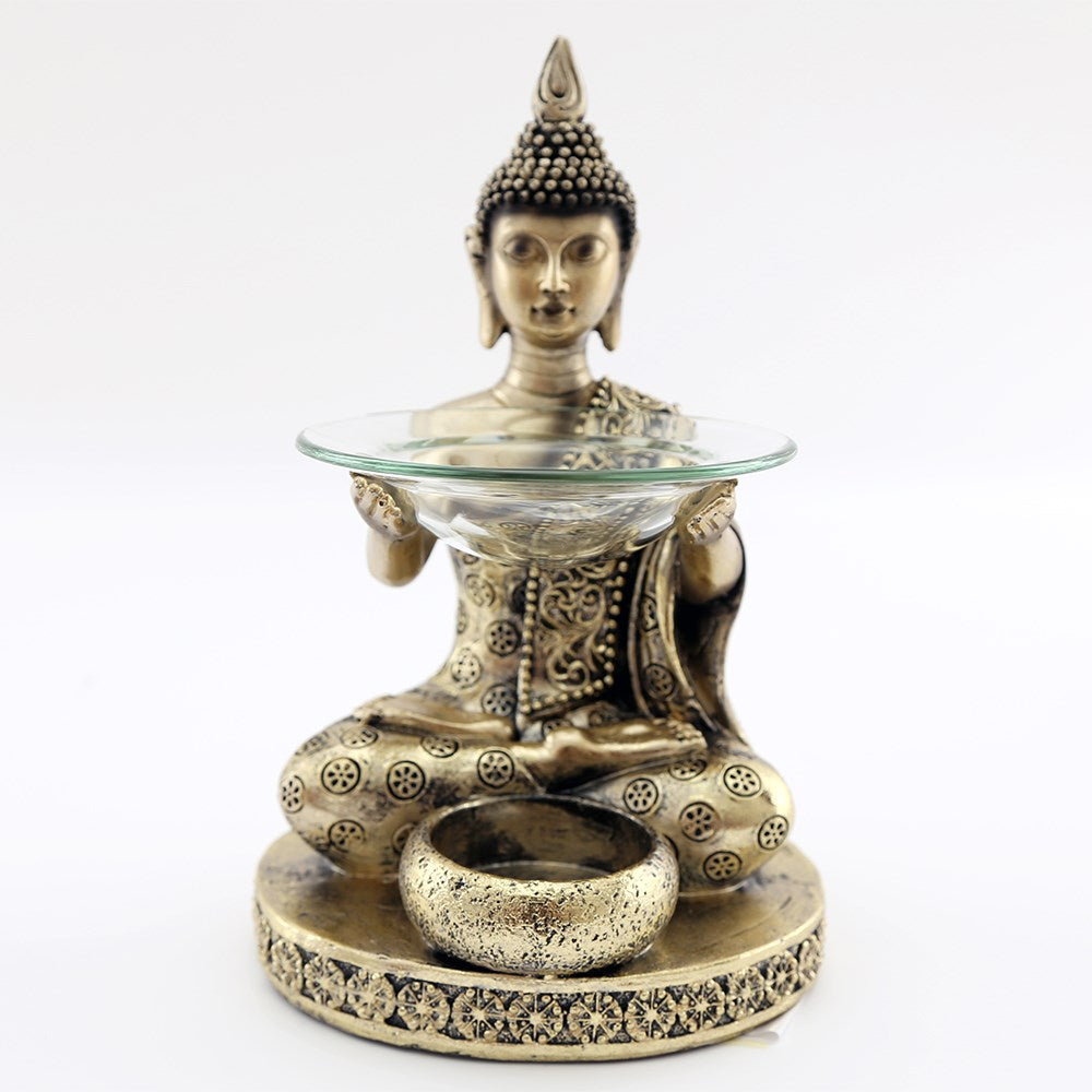 Antique Gold Thai Buddha Burner - 20cm tall